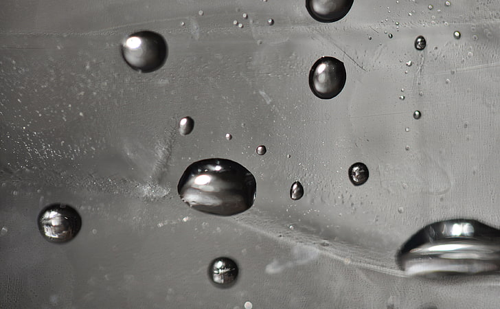 Water Drops, gray water droplets digital wallpaper, Black and White, water drops, water drops black and white, HD wallpaper