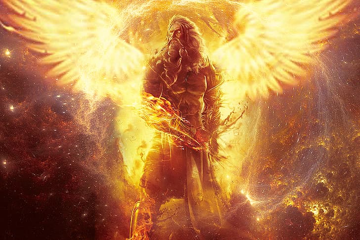 Fire Emblem, infierno, fuego, alas, Dios, guerrero, Fondo de pantalla HD
