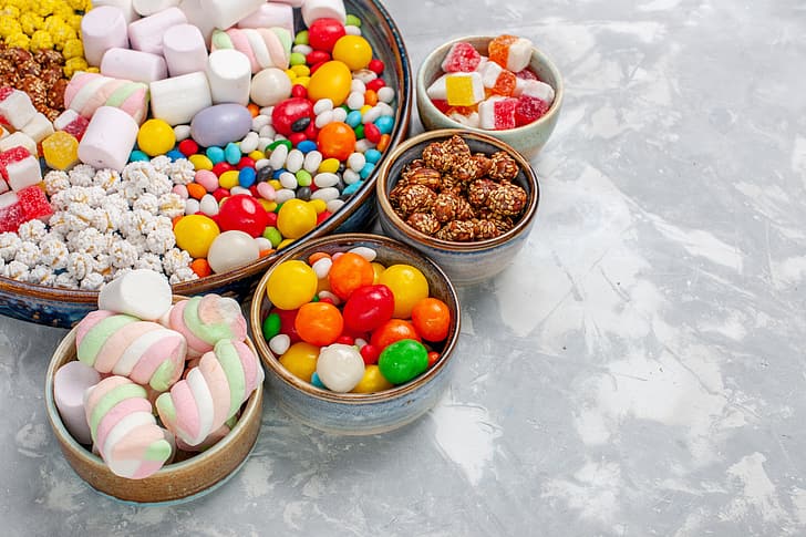 Süßigkeiten, Süßigkeiten, Pillen, Marshmallows, HD-Hintergrundbild