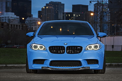 синий автомобиль БМВ, BMW, M5, F10, Яс Марина синий, HD обои HD wallpaper