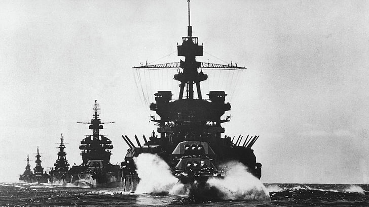 four navy ships, military, Dreadnought, World War II, navy, United States Navy, Battleship, HD wallpaper