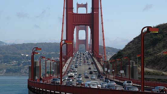 Golden gate bridge, San Francisco, golden gate bridge, San Francisco, ponte, vita urbana, Sfondo HD HD wallpaper