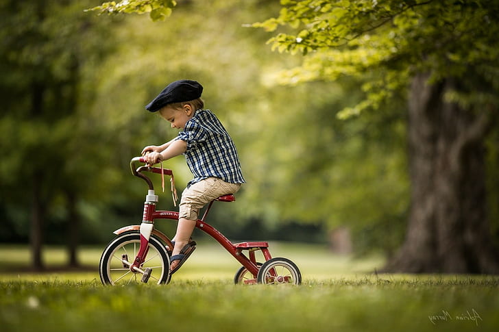 nature bicycle children, HD wallpaper