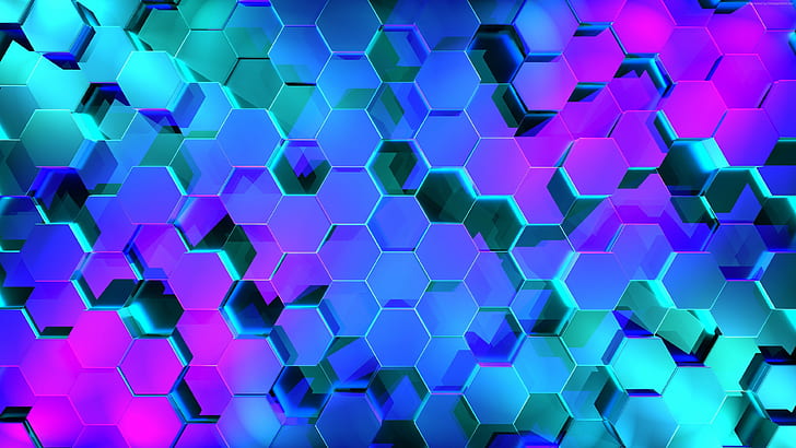 Hexagon, 3D, 4K, Geometry, Colors, HD wallpaper