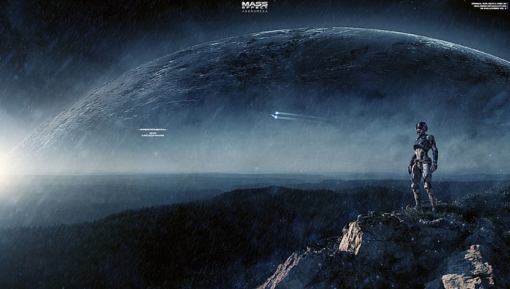 capa do jogo do robô azul, Mass Effect: Andromeda, Mass Effect, Andromeda Initiative, Ryder, Tempest, HD papel de parede