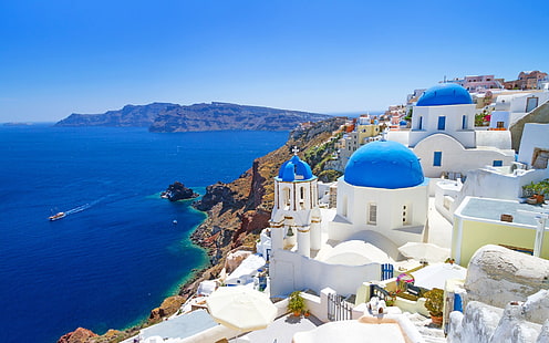 サントリーニ島、ギリシャ、風景、自然、ギリシャ、サントリーニ島、 HDデスクトップの壁紙 HD wallpaper