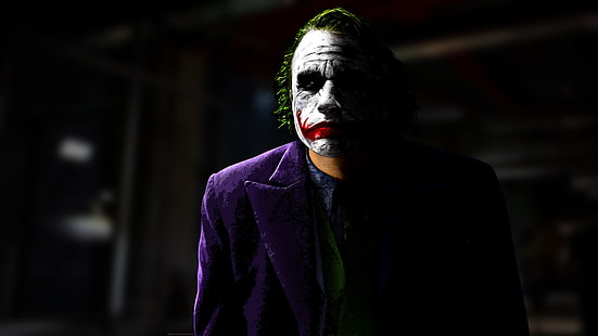 Joker-filmen fortfarande, Joker, Batman, The Dark Knight, Heath Ledger, filmer, grönt hår, konstverk, HD tapet HD wallpaper
