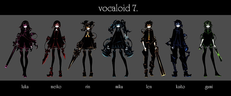 Illustration de personnages Vocaloid, Vocaloid, Hatsune Miku, Megurine Luka, Meiko, Kagamine Rin, Kagamine Len, Kaito, Megpoid Gumi, Fond d'écran HD HD wallpaper