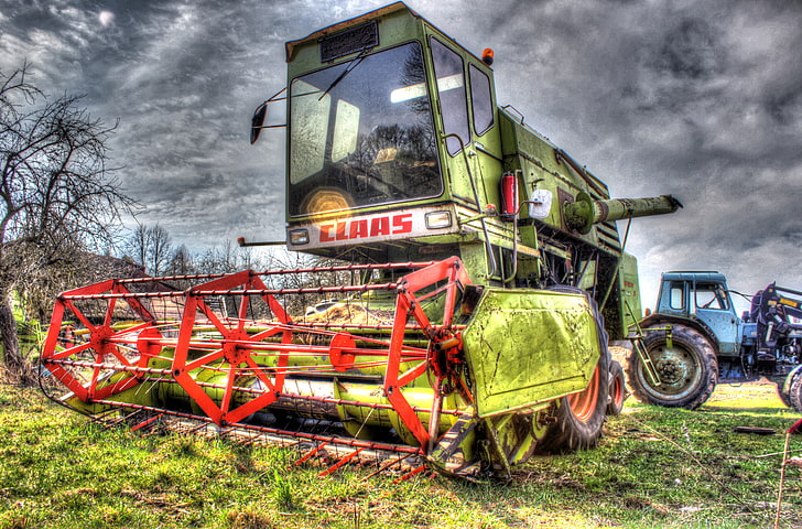 HDR, traktor, gabungan pemanen, Claas, Belarus, MTZ, Wallpaper HD