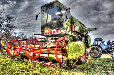 HDR, tractors, combine harvesters, Claas, Belarus, MTZ, HD wallpaper HD wallpaper