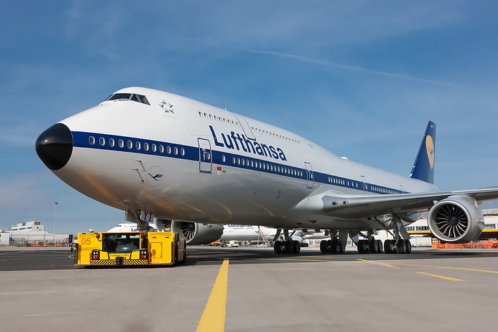 langit, Bandara, Boeing, Lufthansa, Retro, 800, B-747, Wallpaper HD