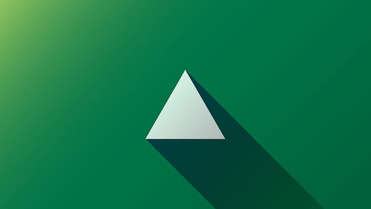 minimalism, triangle, light effects, green, green background, simple, HD wallpaper