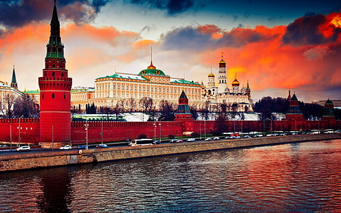 Москва, Русия, Кремъл, Москва, Русия, Кремъл, град, с, HD тапет HD wallpaper