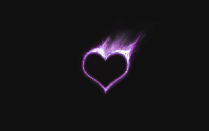 ilustrasi hati ungu, Artistik, Cinta, Hitam, Jantung, Ungu, Wallpaper HD