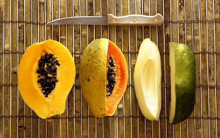 tranches de papaye, avocat, fruit, savoureux, Fond d'écran HD