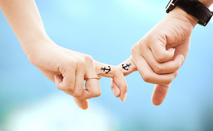 Anchor Couple Tattoos, gold-colored ring, Holidays, Valentine's Day, Touch, People, Abstract, Happy, Love, Heart, Human, Young, Hands, Family, Together, Couple, Concept, tattoo, anchor, fingers, person, anchortattoos, Lovesymbols, anchortattooscouple, HD wallpaper