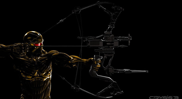 Crysis 3 Wallpaper Nanosuit doré, homme tenant un papier peint arc à poulies, Jeux, Crysis, Fond d'écran HD