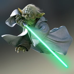 Yoda, Gwiezdne Wojny, sztuka cyfrowa, miecz świetlny, Jedi, Tapety HD HD wallpaper