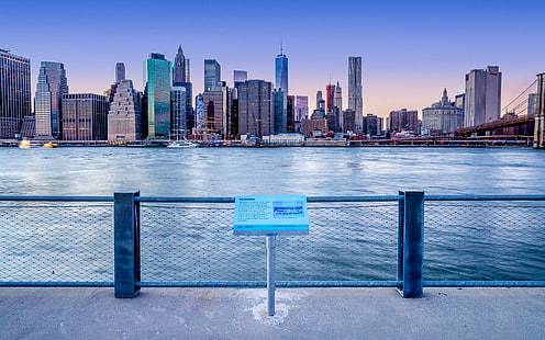 Manhattan Skyline, Brooklyn Bridge Park, เส้นขอบฟ้าของแมนฮัตตัน, HD, วอลล์เปเปอร์ HD HD wallpaper