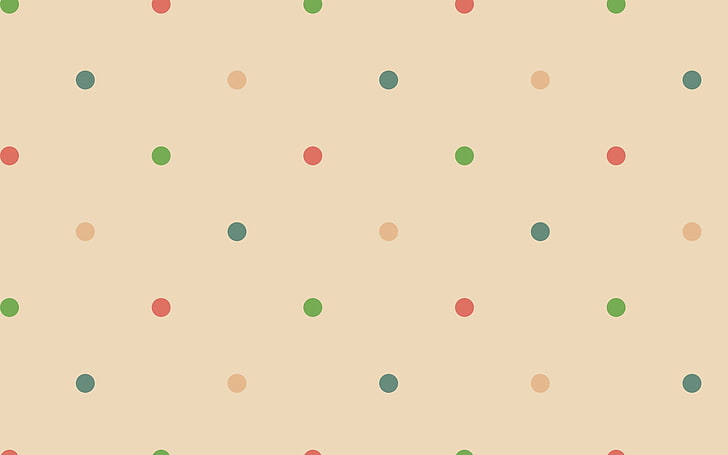 beige and green polka-dot illustration, minimalism, dots, HD wallpaper