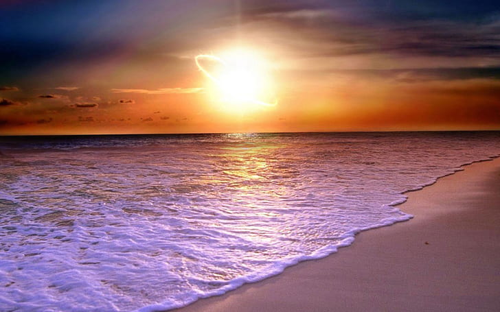 Strand Sonnenuntergang Wallpaper Hintergrund 2560 × 1600, HD-Hintergrundbild