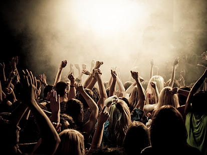 la musique, photo, humeur, fumée, la foule, club, concert, instrumento, applaudissements, foule, Concert fumée, jeunesse, Fond d'écran HD HD wallpaper