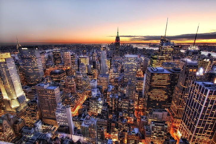 городской пейзаж, Нью-Йорк, США, Эмпайр Стейт Билдинг, HD обои
