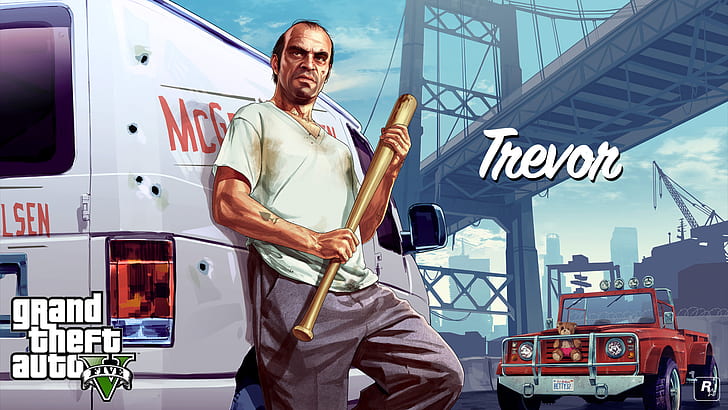 Grand Theft Auto bastão de beisebol GTA HD, jogo de trevor grand theft auto 5, videogames, beisebol, automóvel, grand, roubo, gta, bastão, HD papel de parede
