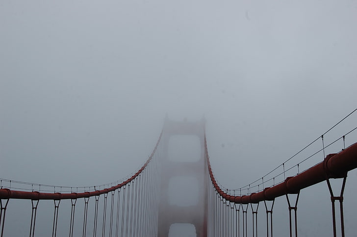 puente peatonal marrón, puente, niebla, puente Golden Gate, Fondo de pantalla HD