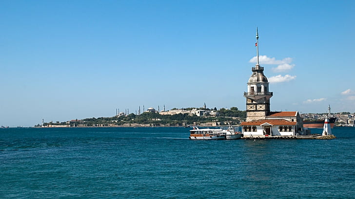 Istanbul, Maiden's Tower, HD wallpaper