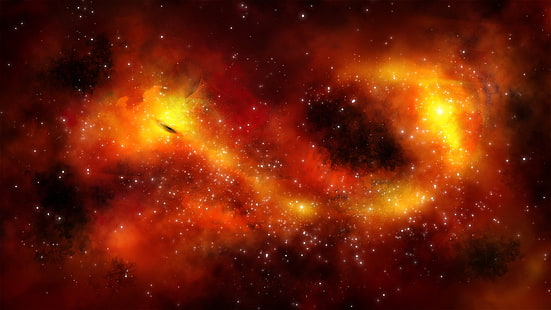 الخيال العلمي ، المجرة ، البرتقالي ، الفضاء ، النجوم، خلفية HD HD wallpaper