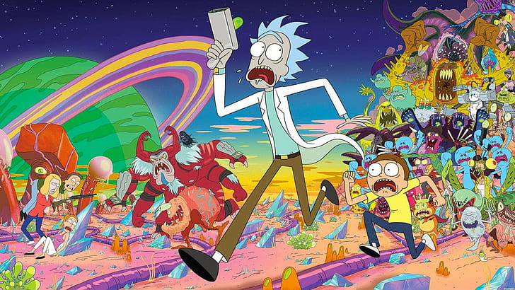 Adult Swim, Beth Smith, Jerry Smith, Morty Smith, Rick and Morty, Rick Sanchez, Summer Smith, TV, Tapety HD
