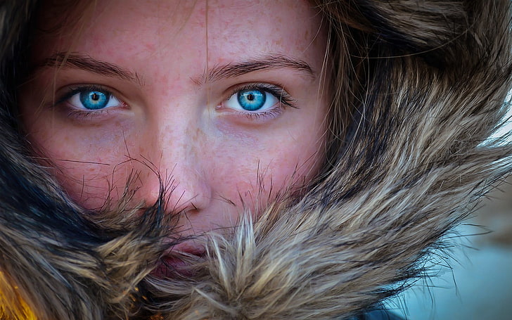 ตาสีฟ้าใบหน้าผู้หญิงฝ้ากระขนภาพนางแบบ, วอลล์เปเปอร์ HD