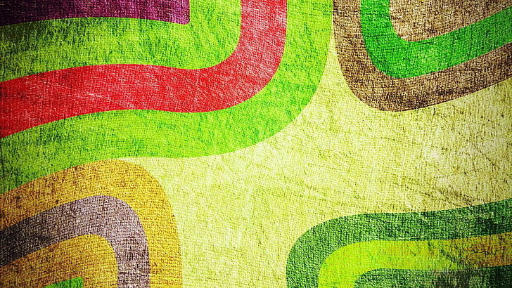 alfombra de área verde, roja y blanca, obras de arte, coloridas, formas, arte digital, líneas, Fondo de pantalla HD
