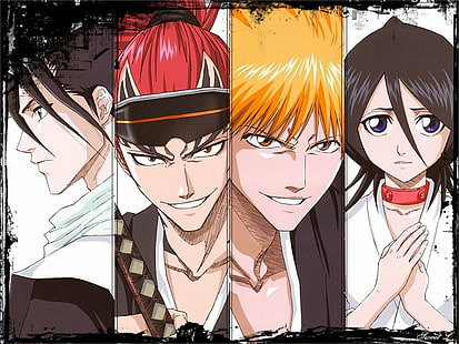 Bleichmittel, Byakuya Kuchiki, Ichigo Kurosaki, Renji Abarai, Rukia Kuchiki, HD-Hintergrundbild HD wallpaper