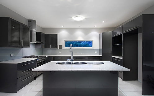 keran stainless steel, minimal, modern, interior, rumah, dapur, Wallpaper HD HD wallpaper