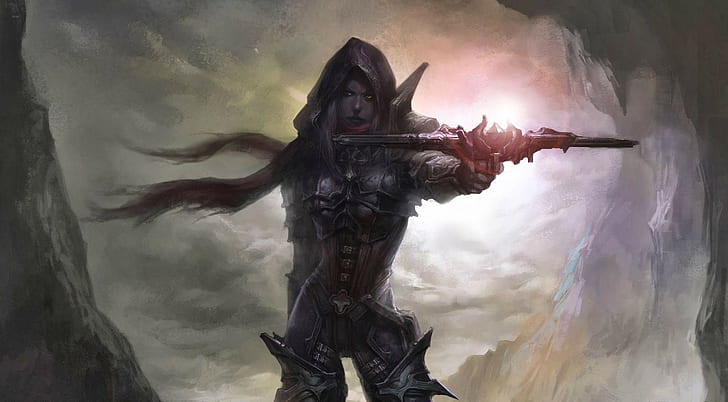 mujer con ilustración de espada, Diablo III, videojuegos, Fondo de pantalla HD