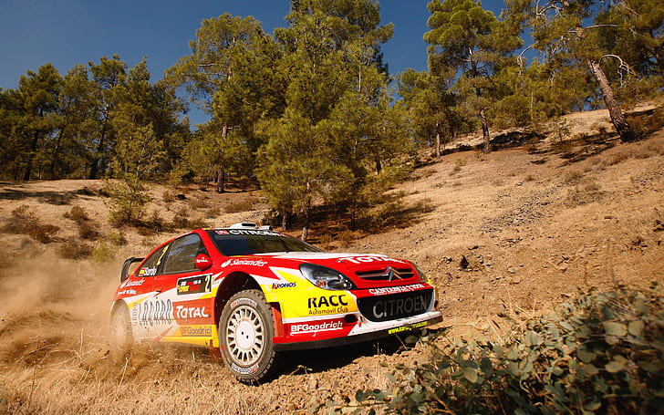 The sky, Auto, Trees, Sport, Machine, Citroen, Lights, Slope, WRC, Rally, The front, In Motion, Xsara, HD wallpaper