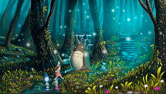 อะนิเมะ My Neighbor Totoro สาวการ์ตูน Totoro สตูดิโอ Ghibli, วอลล์เปเปอร์ HD HD wallpaper