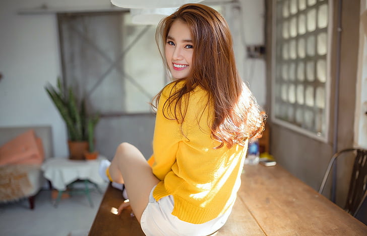 women, model, smiling, Asian, HD wallpaper