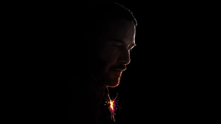 silhouette d'un homme, fond d'écran numérique, John Wick: Chapitre 2, Keanu Reeves, 2017, 4K, Fond d'écran HD