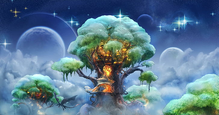 fantasía, árbol, arte, magia, fantasía, árbol, magia, Fondo de pantalla HD
