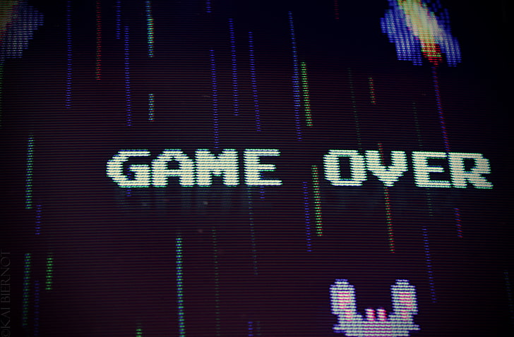 game over signage, macro, video games, GAME OVER, HD wallpaper