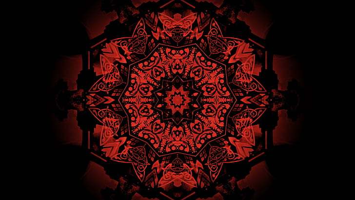 Abstrak, Pola, Artistik, Mandala, Merah, Wallpaper HD