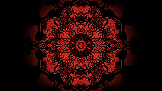 Абстрактный, Узор, Художественный, Мандала, Красный, HD обои HD wallpaper