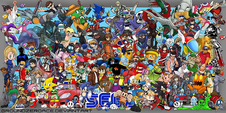Sega, video game, crossover, Wallpaper HD