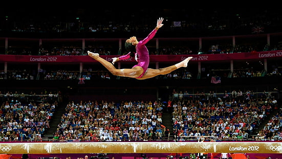 Лека атлетика, Габи Дъглас, гимнастика, скок, олимпиада, стоп екшън, HD тапет HD wallpaper