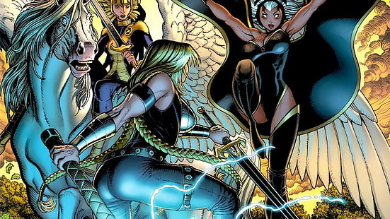 Marvel X-Men: иллюстрация персонажей, комиксы, Люди Икс, Шторм (персонаж), HD обои HD wallpaper