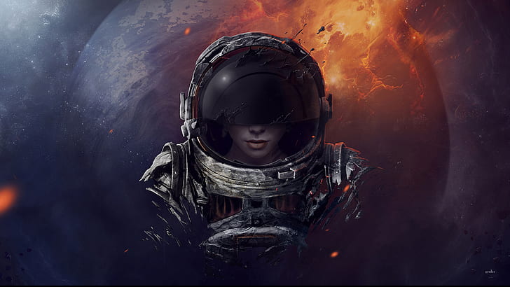 Space Pilot HD, game character, space, creative, graphics, creative and graphics, pilot, HD wallpaper