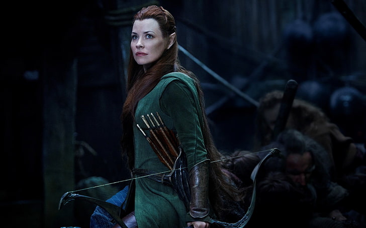 Tauriel, redhead, women, movies, Evangeline Lilly, hair bows, The Hobbit: The Battle of the Five Armies, HD wallpaper
